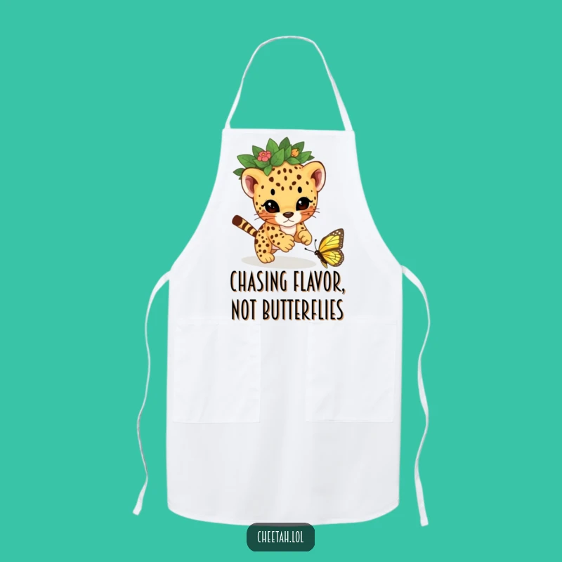 Funny Cheetah Cub Chef Apron - Leafy Pounce Kitchen Fun Gift