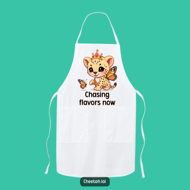 Funny Cheetah Cub Tiara Apron: Playful Baker Design, Perfect Funny Gift