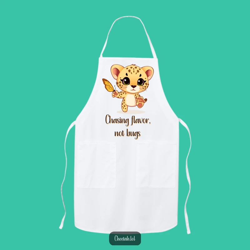 Funny Cheetah Cub Chase Apron: Cook with Playful Charm and Fun