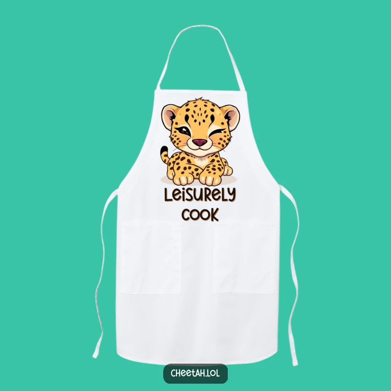 Funny Cheetah Cub Wink Apron: Cook with Cool Confidence