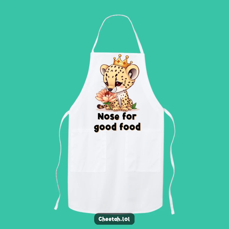 Funny Cheetah Cub Crown Apron: Curious Gardener Design, Perfect Funny Gift