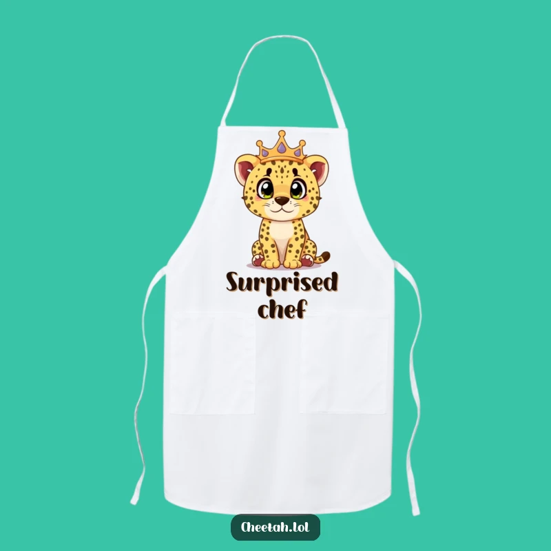 Funny Cheetah Cub Apron: Cook with Royal Surprise and Curious Flair