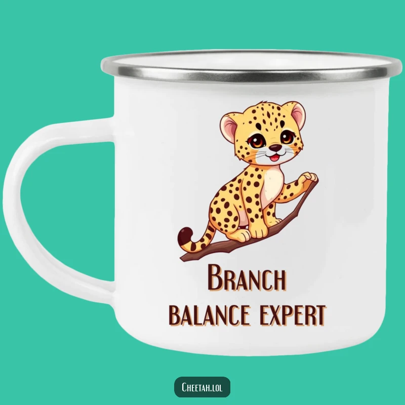 Funny Cheetah Cub Camping Mug: Graceful Campfire Companion, Hilarious Outdoor Surprise