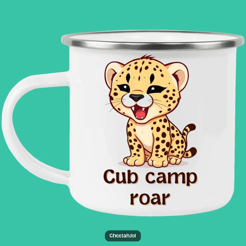 Funny Cheetah Cub Roar Camping Mug - Tiny Fierce Predator Humor Outdoors Gift