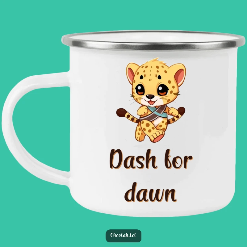 Funny Racing Cheetah Cub Camping Mug: Winner's Sash Drinkware, Speed Gift