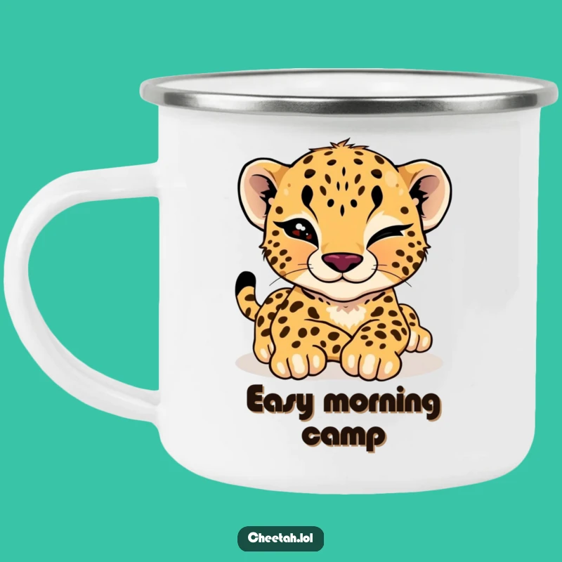 Funny Cheetah Cub Wink Camping Mug: Cool Vibes on the Go