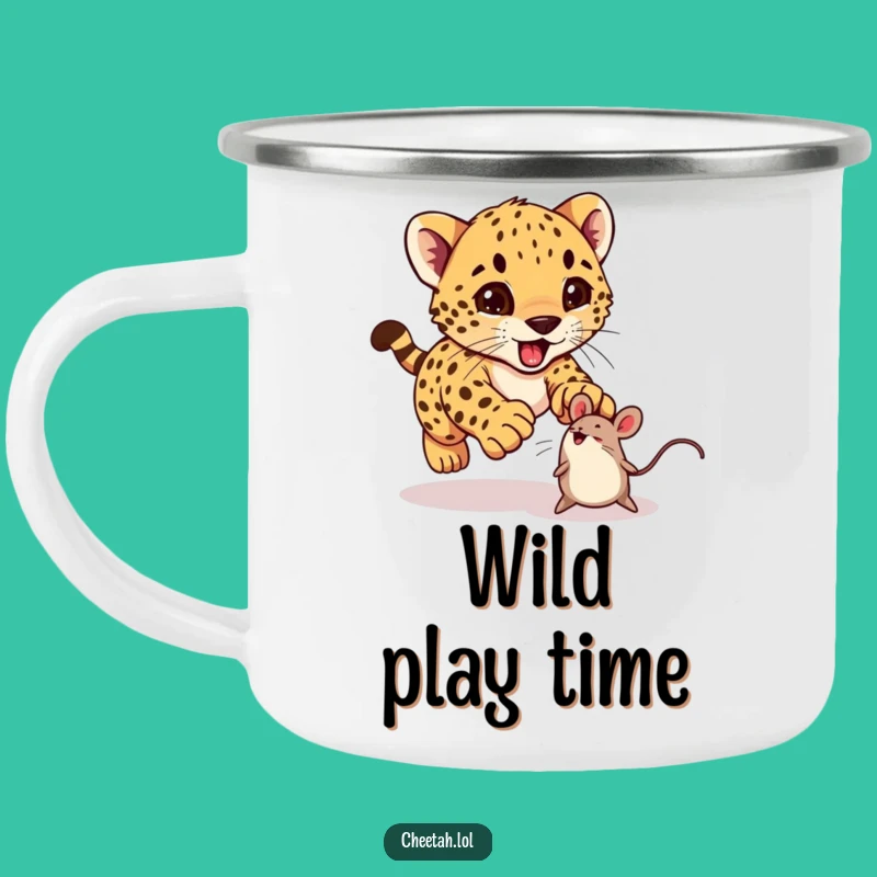 Funny Cheetah Cub Camping Mug: Sip Your Coffee with Playful Energy