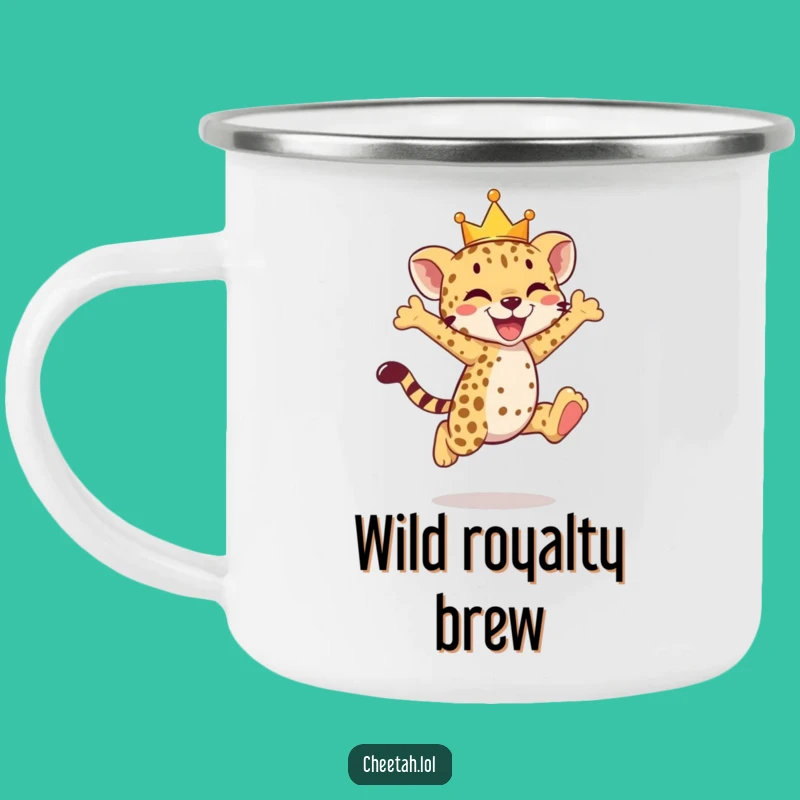 Funny Cheetah Cub Crown Camping Mug - Royal Adventure Fuel