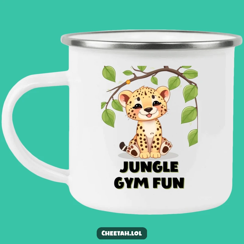 Funny Cheetah Cub Vine Camping Mug: Adventure with a Playful Twist