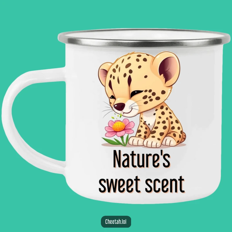 Funny Cheetah Cub Wonder Camping Mug - Explore Nature with Humor