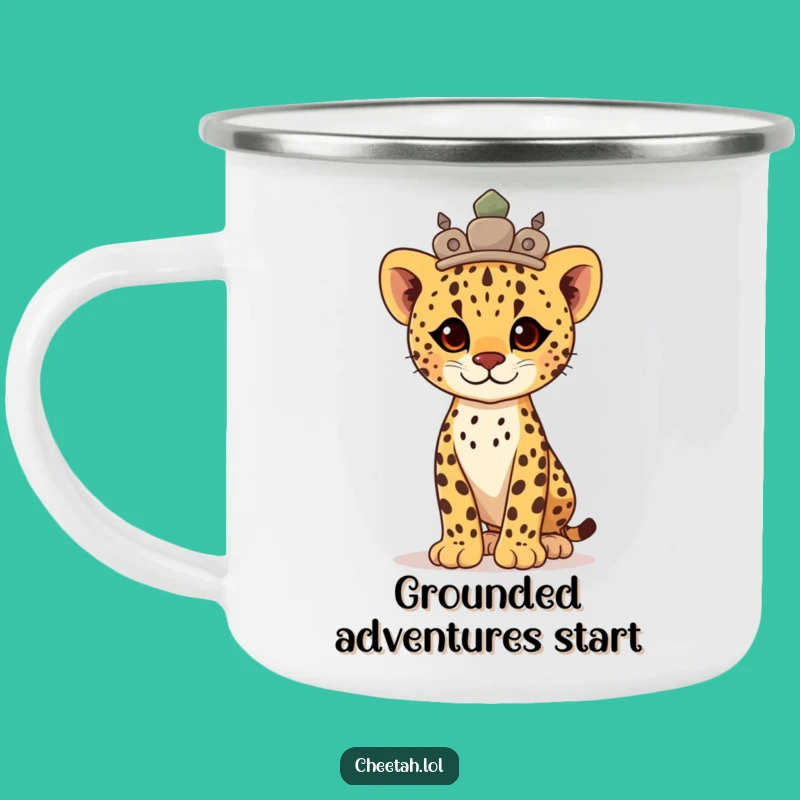 Funny Proud Cheetah Cub Crown Camping Mug: Adventure Gift for Trailblazers