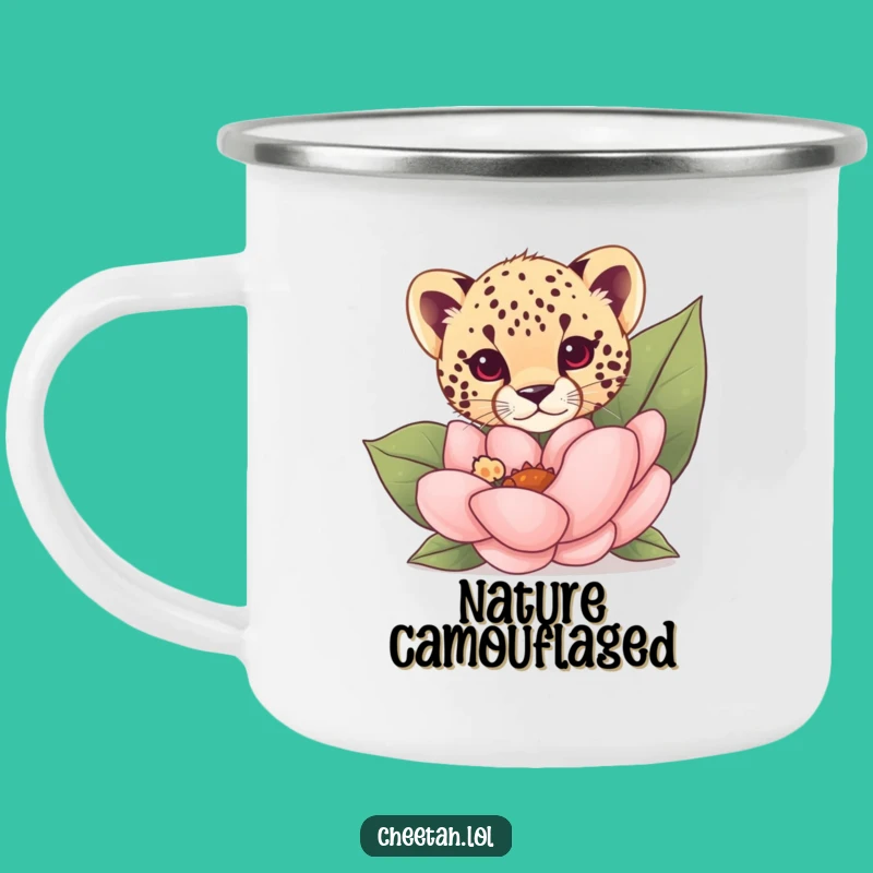 Nature's Surprise Funny Cheetah Cub Flower Camping Mug Gift