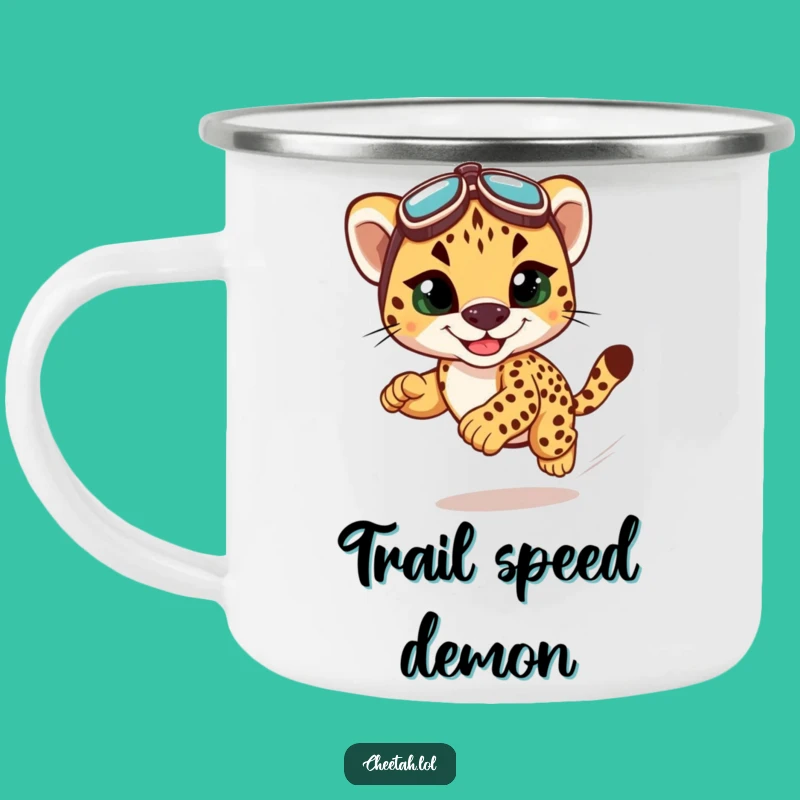 Funny Cheetah Cub Racing Camping Mug - Adventure Fuel for the Speed Demon