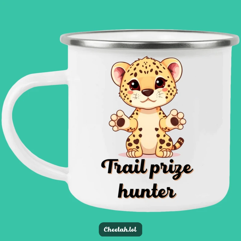 Trailblazing Funny Cheetah Cub Prize Camping Mug: Celebrate Outdoors Gift