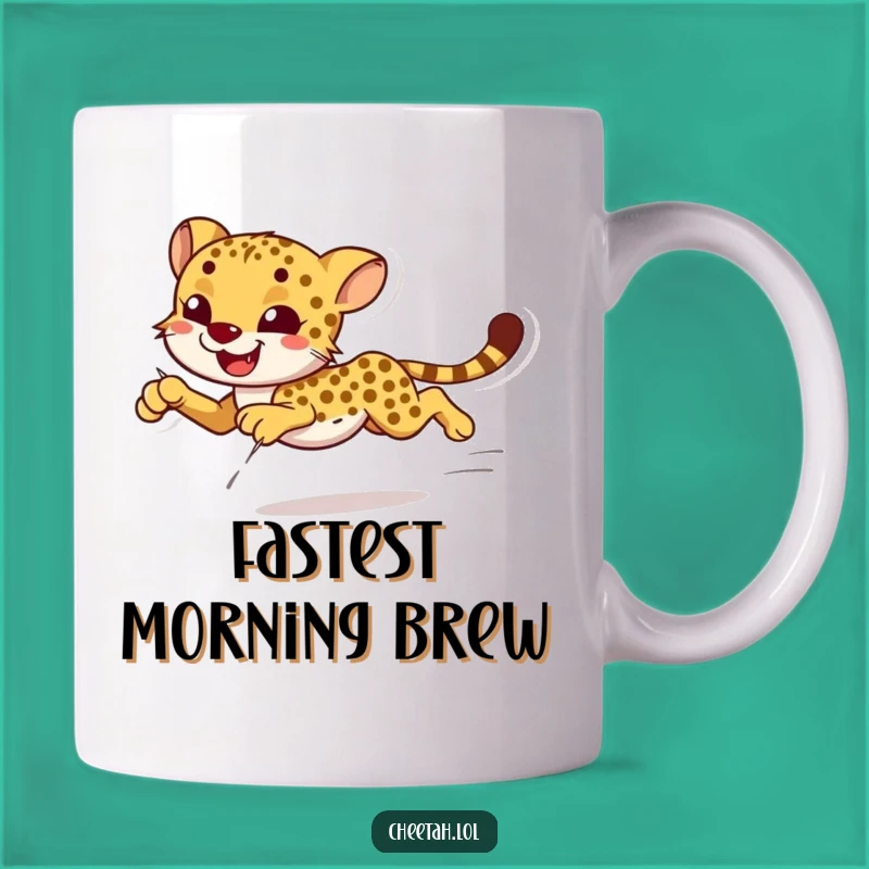 Funny Cheetah Sprint Mug: Effortless Grace for a Hilarious Gift
