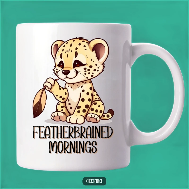 Funny Cheetah Cub Feather Mug - Playful Cub Gift Idea
