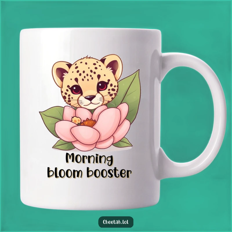 Funny Cheetah Cub Flower Peek Mug: Adorable Surprise Humor Gift