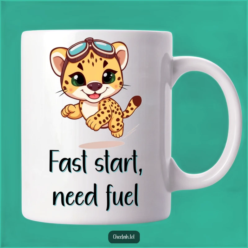 Funny Cheetah Cub Racing Mug - Speed into Your Day with Hilarious Style