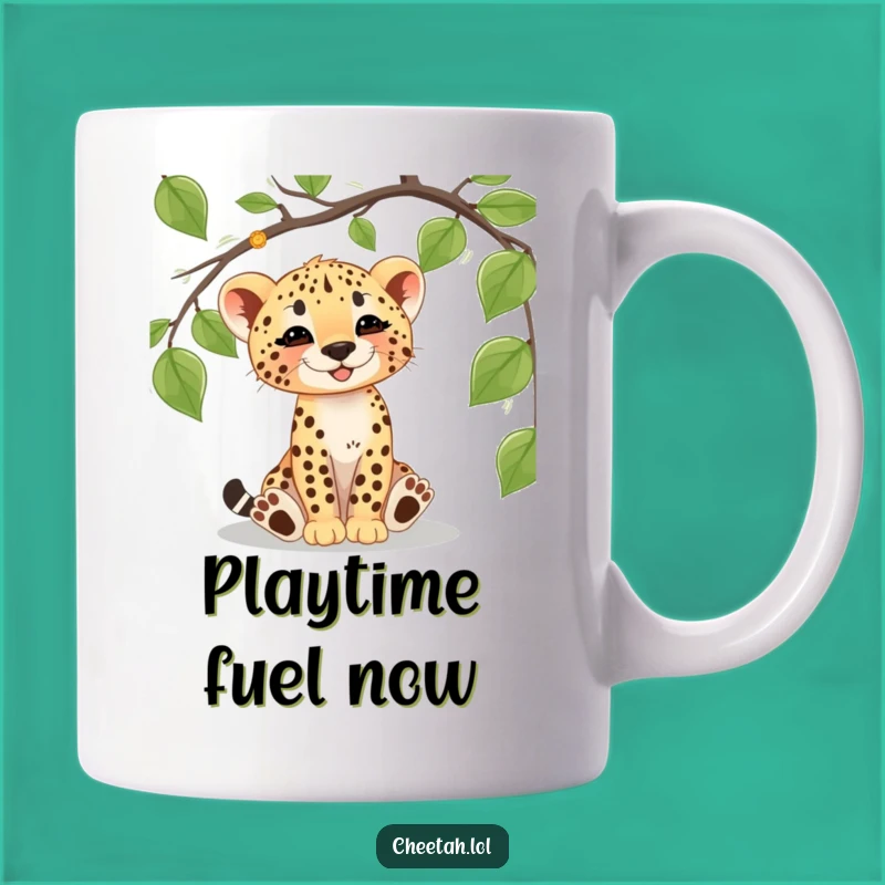 Funny Cheetah Cub Vine Mug: Playful Jungle Adventure Gift for Animal Lovers