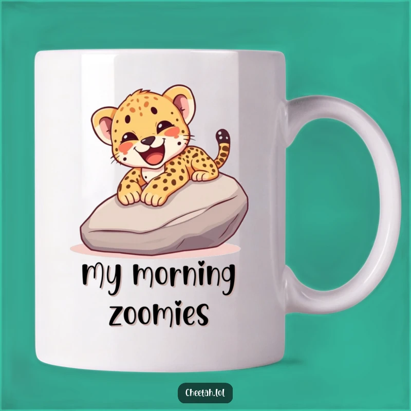 Funny Cheetah Cub Slide Mug - Joyful Adventure Captured, Perfect Gift