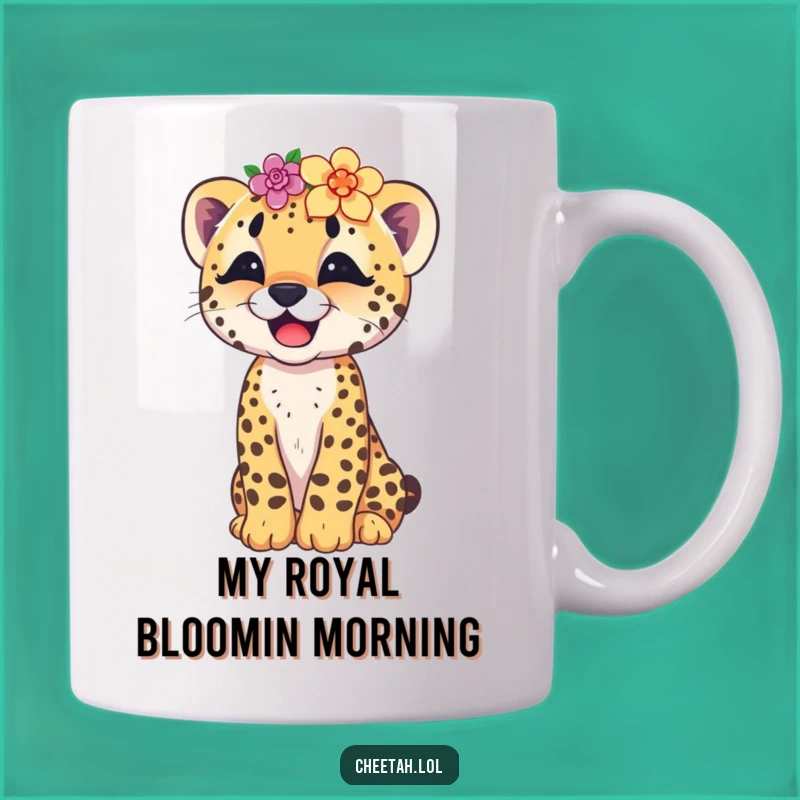 Funny Cheetah Cub Flower Crown Mug: A Giggling Wild Child's Perfect Gift