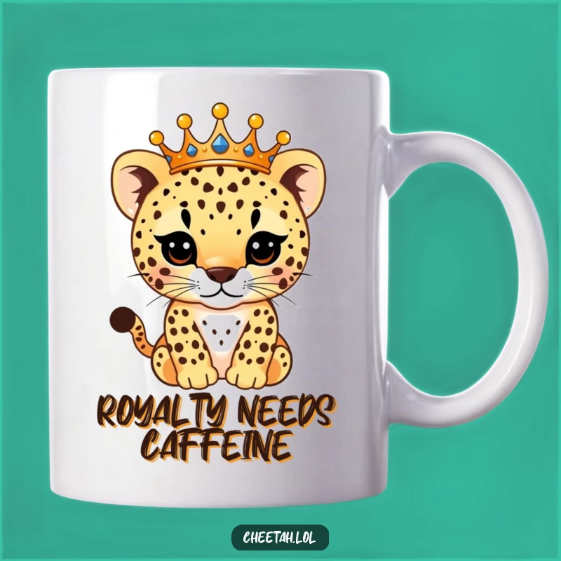 Funny Royal Cheetah Cub Mug: Sparkling Crown King Gift for Animal Lovers
