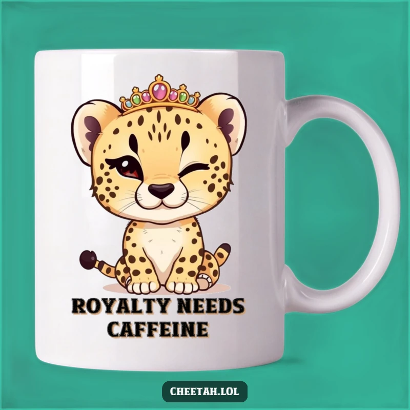 Funny Cheetah Cub Winking Tiara Mug: The Perfect Royal Humor Gift