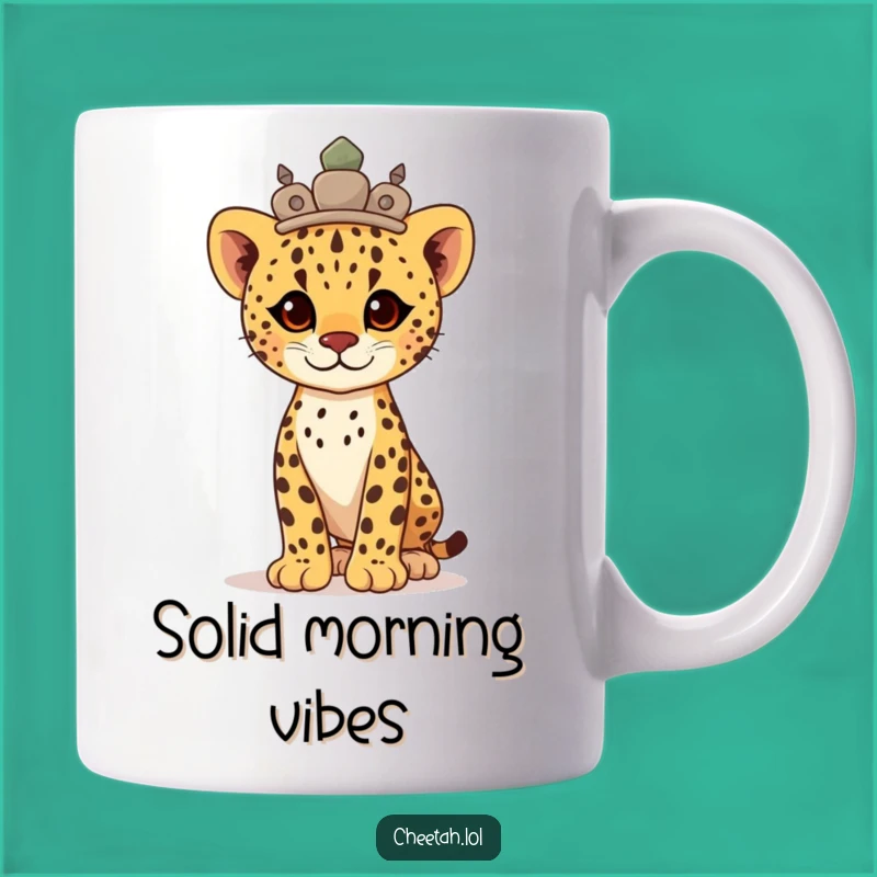 Funny Proud Cheetah Cub Stone Crown Mug: Majestic Regal Gift for Leaders