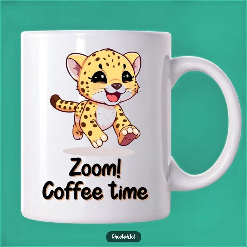 Funny Cheetah Cub Running Mug Gift - Joyful Speed and Animal Humor