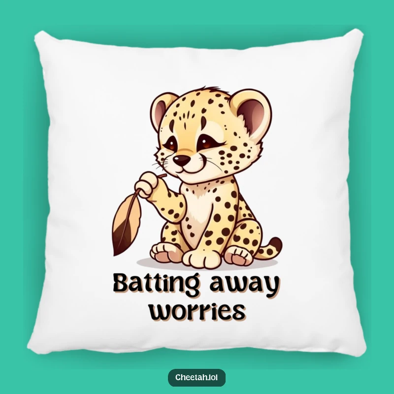 Funny Cheetah Cub Feather Pillow - Cozy Playful Comfort
