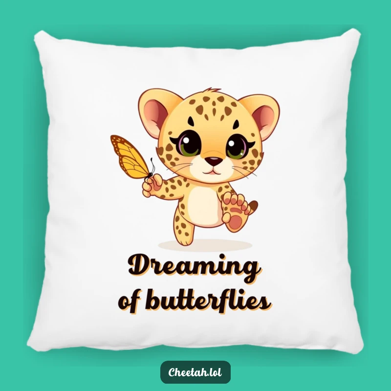 Funny Cheetah Cub Chase Pillow: Liven Up Your Space with Playful Decor