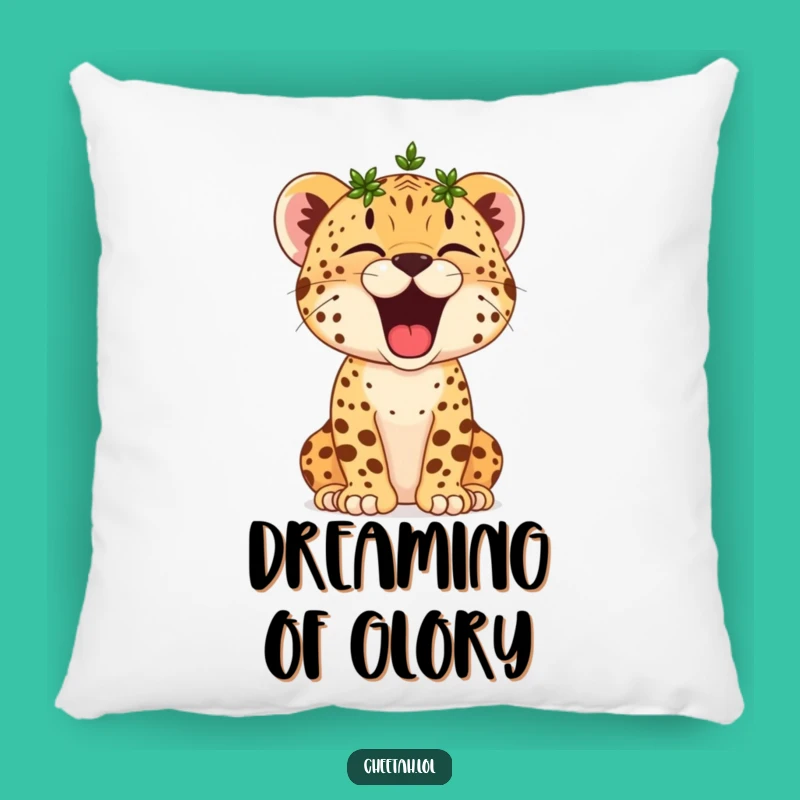 Funny Cheetah Cub Yawn Pillow: Crowned Comfort, Hilarious Naptime Accent