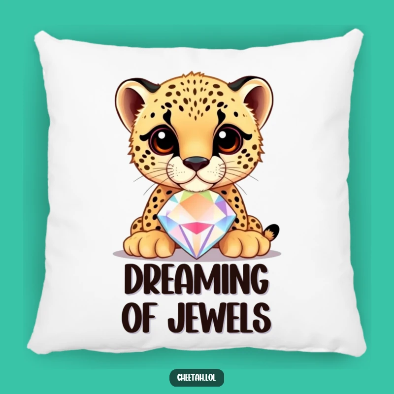 Soft Funny Cheetah Cub Jewel Balance Pillow: Cozy Glamour Gift