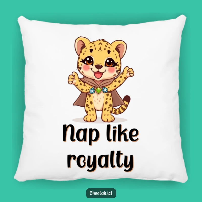 Funny Cheetah Cub Cape Pillow: Cozy & Sparkly Gift for Cheetah Enthusiasts