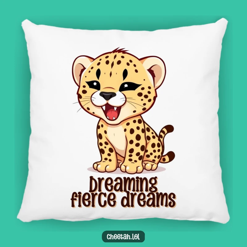 Funny Cheetah Cub Roar Pillow - Tiny Fierce Predator Cozy Humor Gift