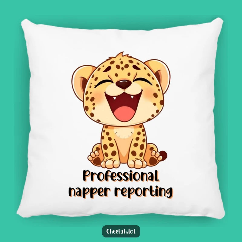 Funny Cheetah Cub Yawn Pillow - Soft & Comfy Happy Smile Decor
