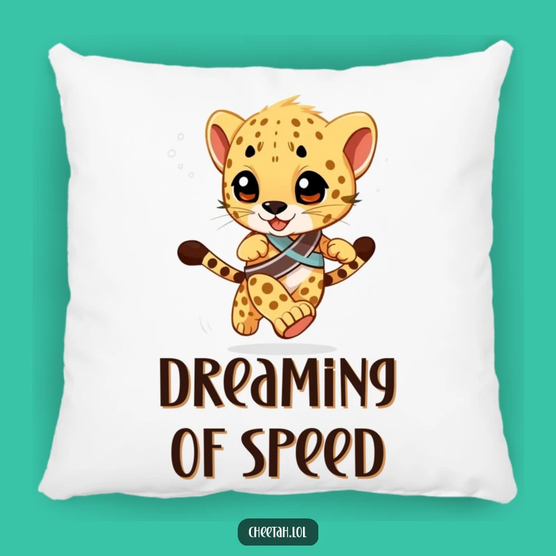 Funny Racing Cheetah Cub Pillow: Winner's Sash Cushion, Speedy Gift