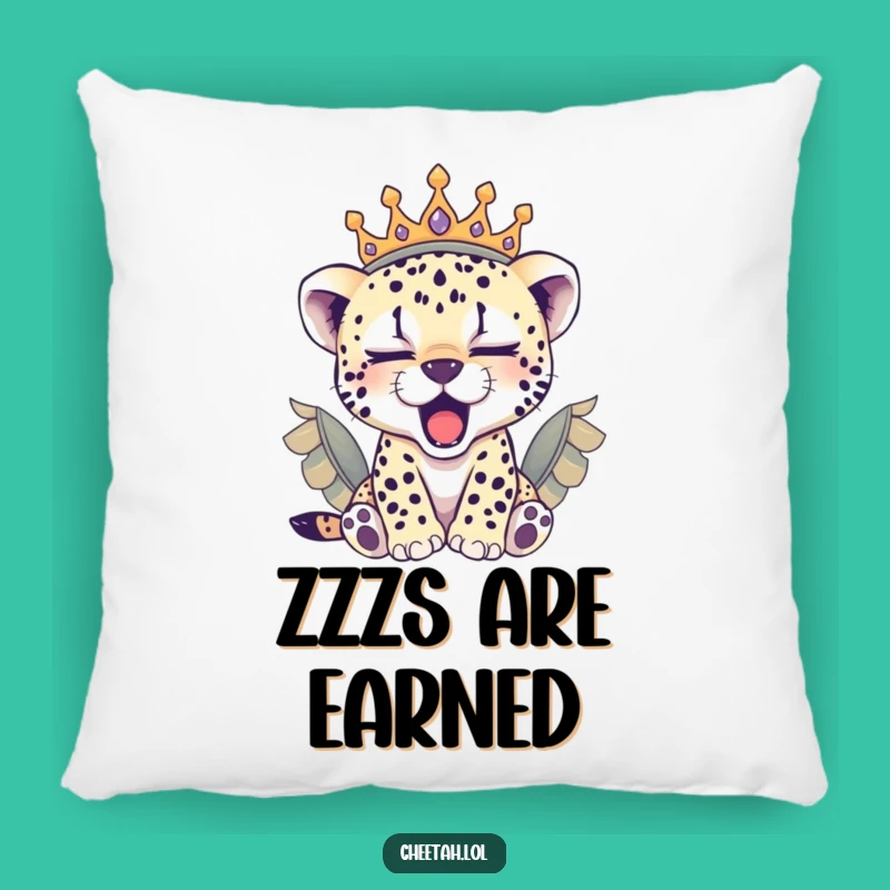 Funny Sleepy Cheetah Cub Crown Pillow: Soft & Royal Gift for Relaxation