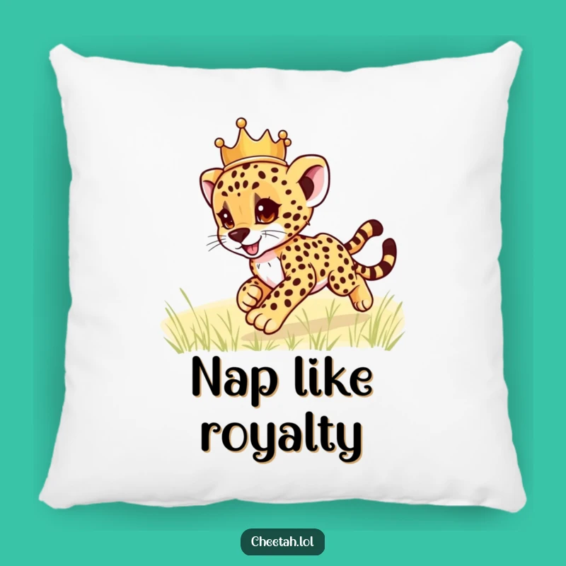 Funny Cheetah Cub Crown Pillow: Cozy Royal Snuggler, Perfect Funny Gift