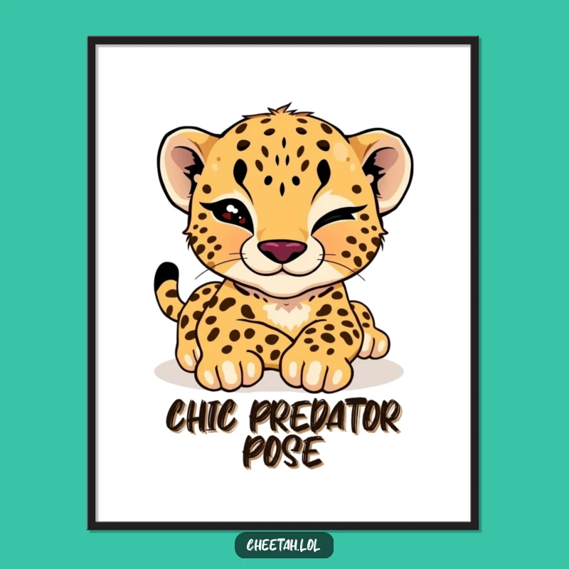 Funny Cheetah Cub Wink Digital Art: Cool Cat Charm for Your Walls