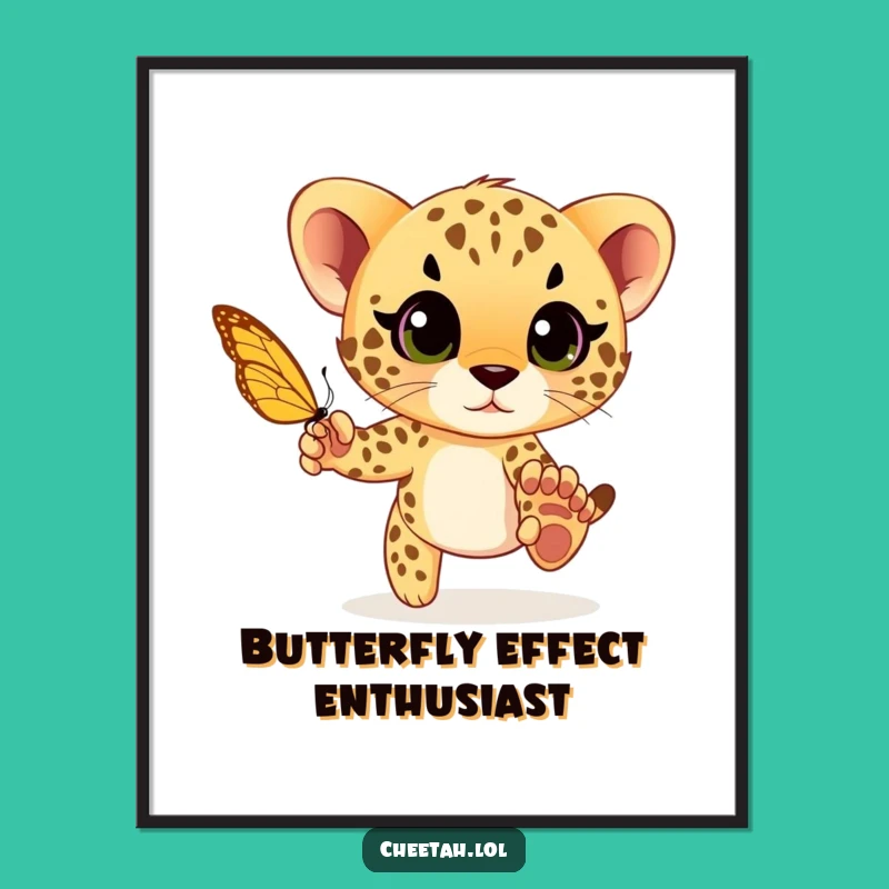 Funny Cheetah Cub Chase Digital Print: Instant Whimsical Decor for Animal Lovers
