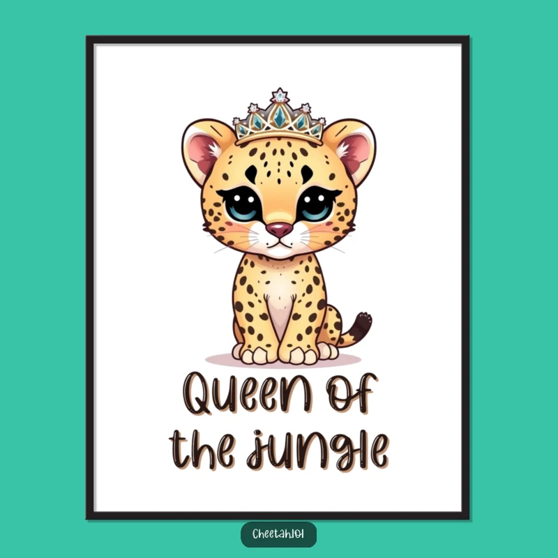 Funny Cheetah Cub Model Digital Art - Instant Adorable Wall Decor