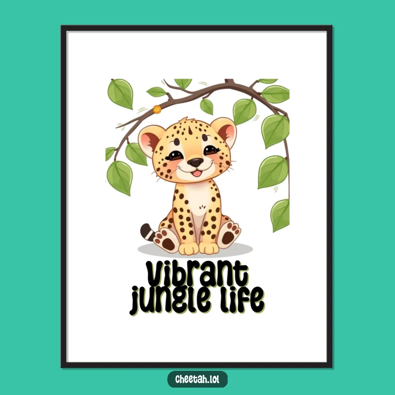 Funny Cheetah Cub Vine Digital Art: Adorable Jungle Play