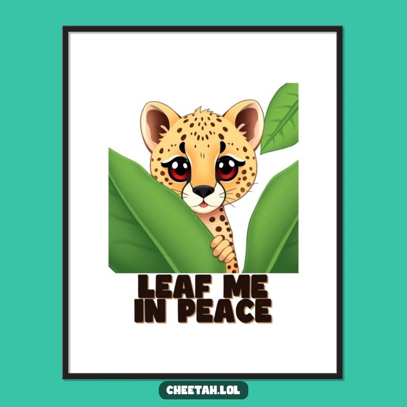 Funny Cheetah Leaf Digital Art - Curious Eyes Peek-a-Boo Print