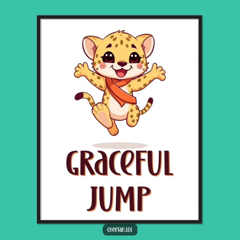 Funny Cheetah Cub Sash Digital Art: Graceful Leap Instant Download, Funny Gift