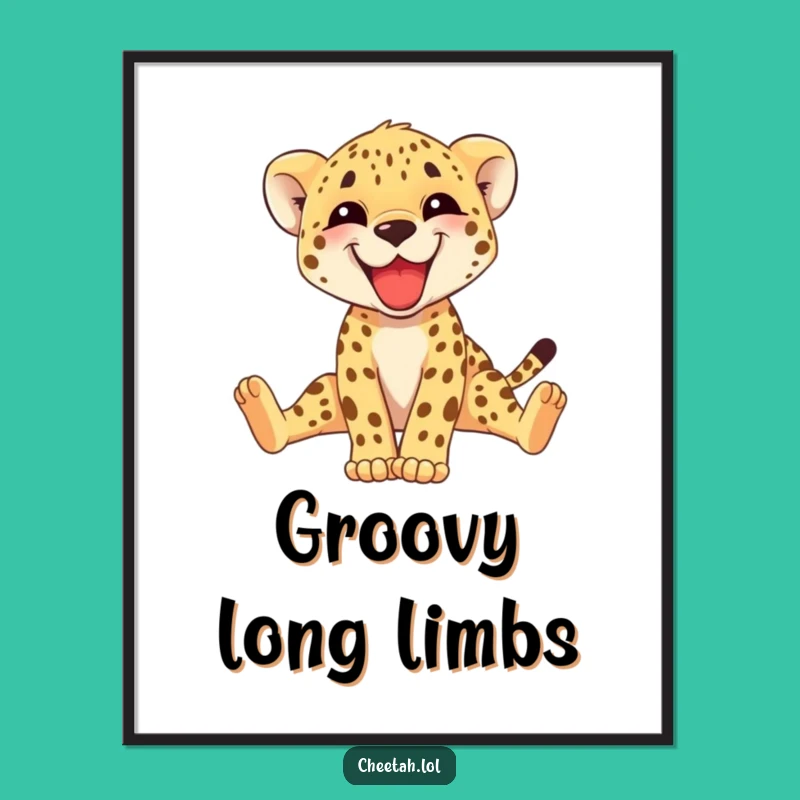 Funny Cheetah Cub Stretching Digital Art: Adorable Printable Gift