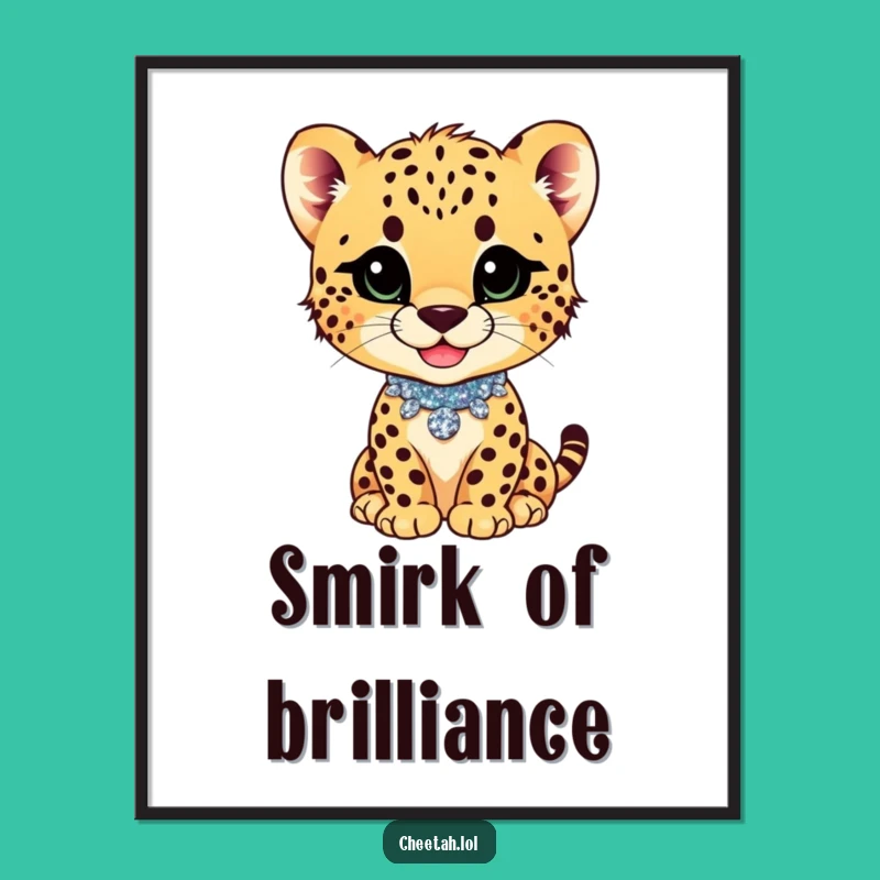 Funny Cheetah Cub Smirk Collar Digital Print: Sassy Decor Gift