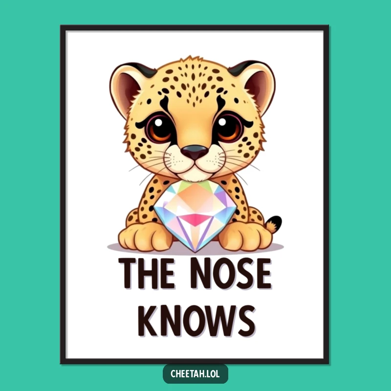 Funny Cheetah Cub Jewel Balance Digital Print: Dazzling Decor Gift