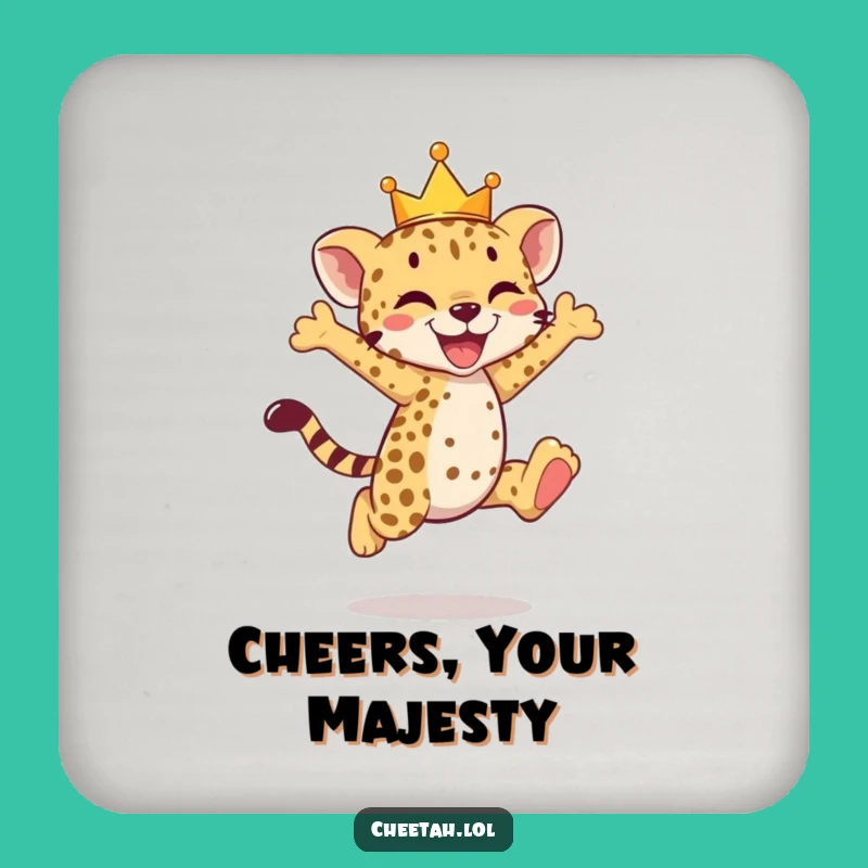 Funny Cheetah Cub Crown Coasters - Royal Protection for Surfaces