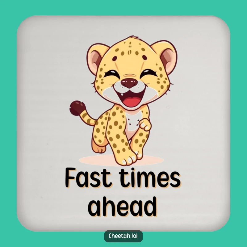 Funny Cheetah Cub Coaster - Joyful Tail Chase Protection for Tables